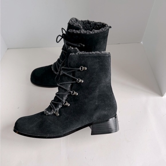 Vintage A J Valenci Footwear Womens Black Chunky Heel Square Toe Bootie… - Picture 1 of 11